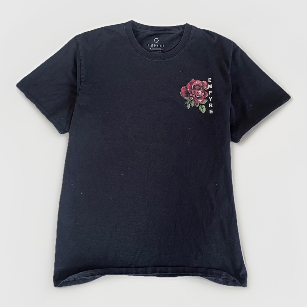 Empyre Black Rose Graphic T-Shirt Mens Medium Grunge Streetwear Skater Y2K Edgy